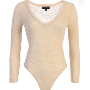 Jluxlabel - BEIGE LISETH RIBBED BODYSUIT NWT